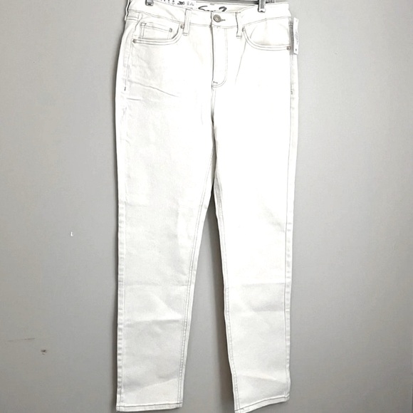Seven7‎ High Rise Slim Straight Leg Jeans Womens 6 Bone Stretchy NWT - Picture 1 of 12
